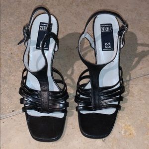 Pewter color leather sandals